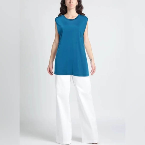 NWT Marni Fluid Jersey Sleeveless Top or Dress Blue 42 - Picture 4 of 14